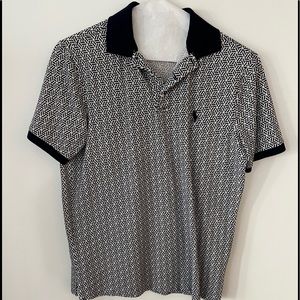 Ralph Lauren geo print polo. White & navy. Super sharp! Size small.